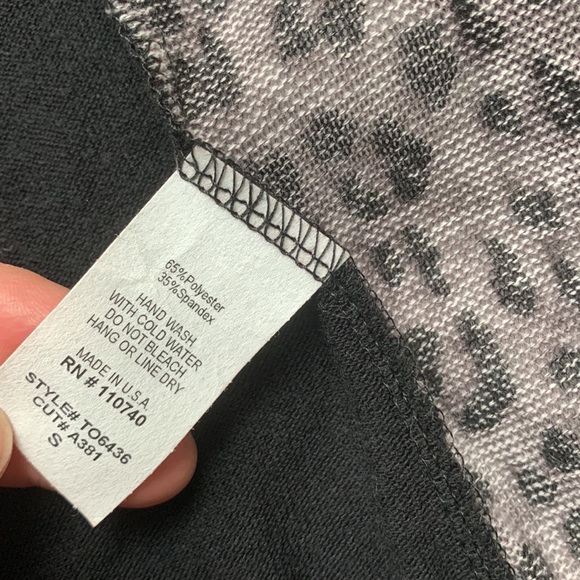 B' leev Leopard Animal Print Cardigan Black & Gray Sweater w/ Rhinestone Buttons - Picture 4 of 11